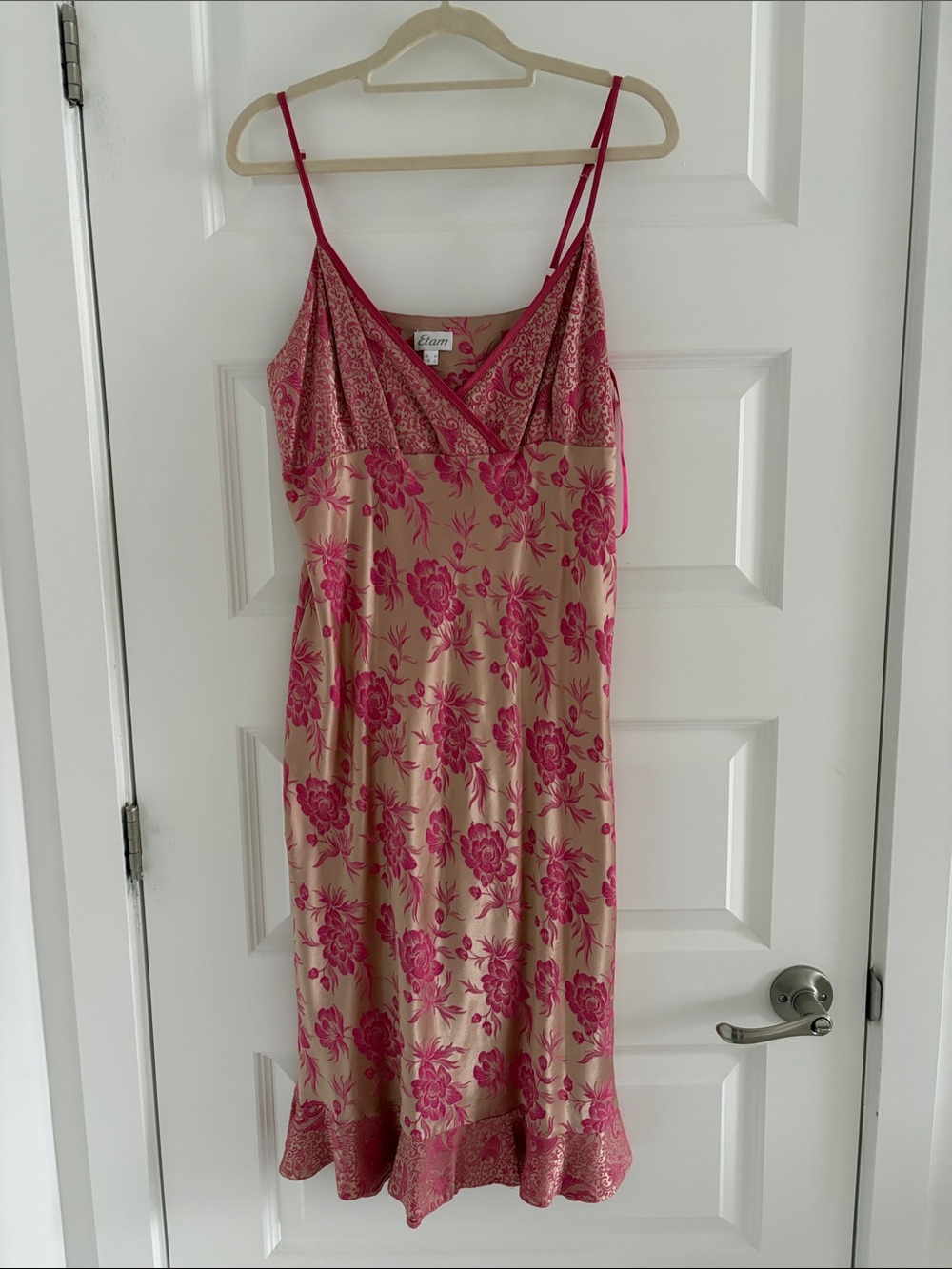 Vintage Etam Pink/Gold Midi Dress